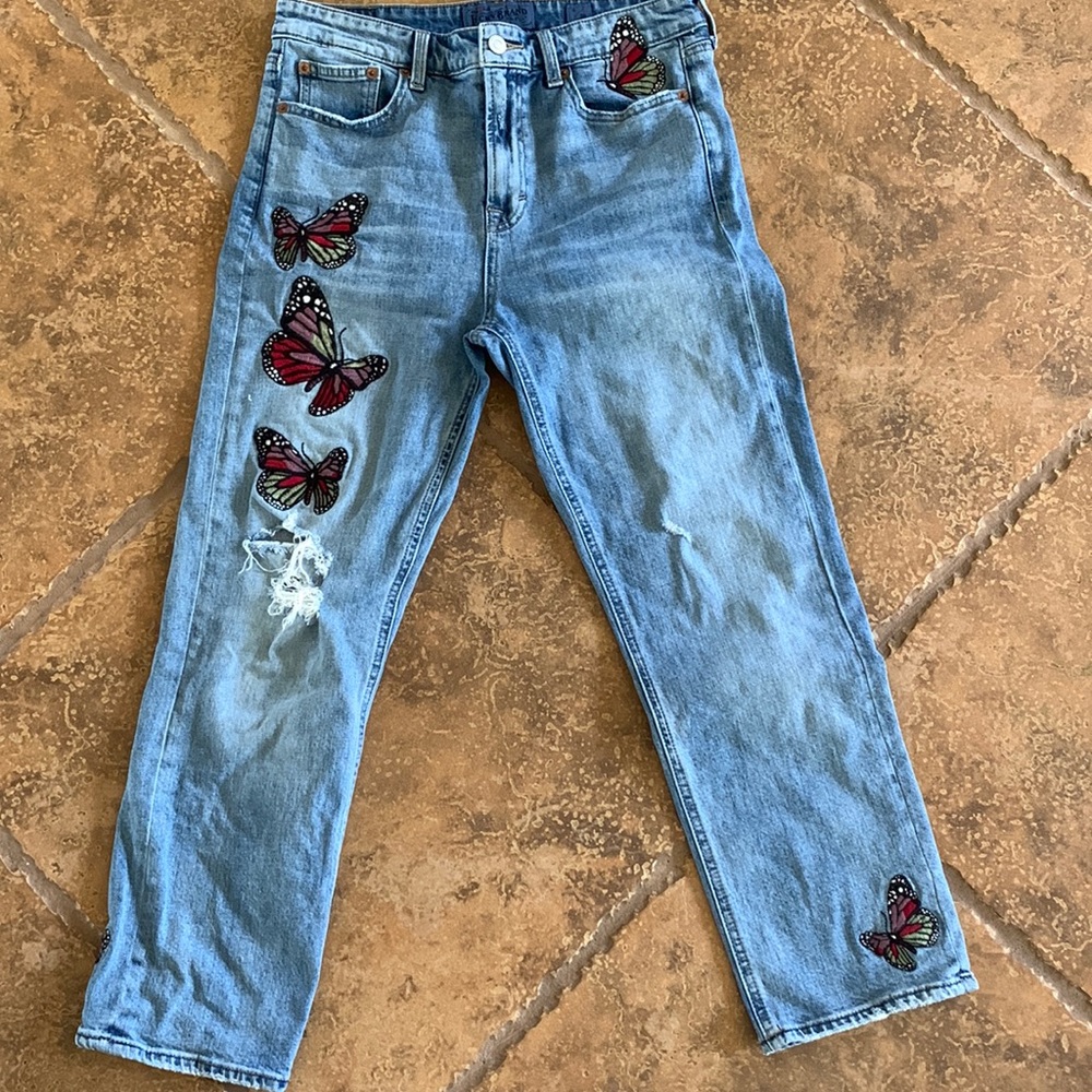 Lucky Brand Embroidered Cropped Slim Straight Jeans